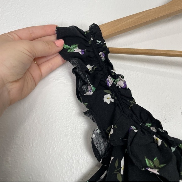 Loft summer Floral Ruffle Square Neck Midi Dress Sz. 10 with slit - Picture 7 of 16